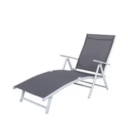 Produktbild: Chicreat Korfu, Einfache Sonnenliege, 147 x 63,5 x 87 cm, Grau/Silber