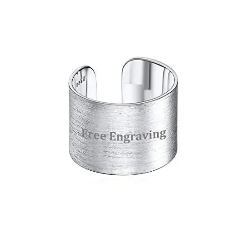 Produktbild: ChicSilver 15mm Personalisierte gebürteste Ring Silberring Schmuck Herren Schmuck 15mm Breit verstellbare Ring für Damen Herren