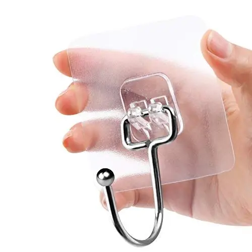 Produktbild: Chie no fukuro Selbstklebend Haken Transparent,8 Stk 44 lb/ 20 kg(Max) Selbstklebend Handtuchhaken, Transparente Klebehaken Wasserdicht,Abnehmbar,Küchenhaken für Küche Bad Wand & Decke Aufhänger.