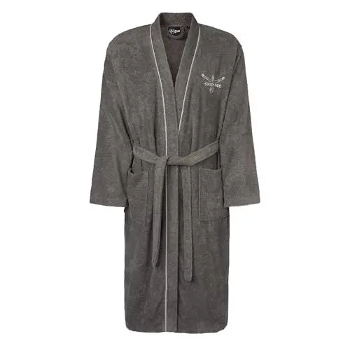 Produktbild: Chiemsee Bademantel Venice im Kimono-Stil für Damen und Herren aus weicher Baumwolle | Größe S | Anthrazit