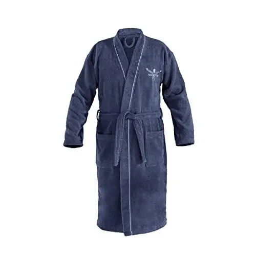 Produktbild: Chiemsee Bademantel Venice im Kimono-Stil für Damen und Herren aus weicher Baumwolle, nachhaltig und fair, Farbe:Blau, Größe:S