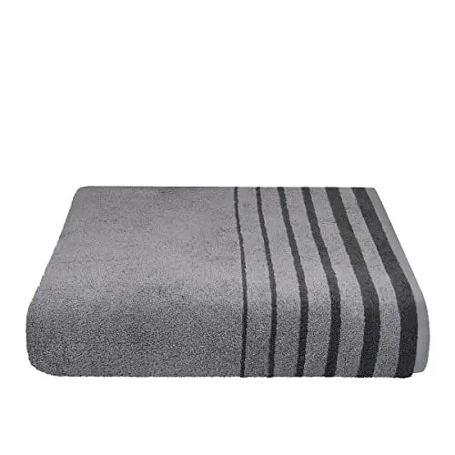 Produktbild: Chiemsee Saunatuch Miami aus weicher Baumwolle in edler Jacquard-Qualität, nachhaltig und fair, Farbe:Grau und Silber, Größe:75 x 200 cm