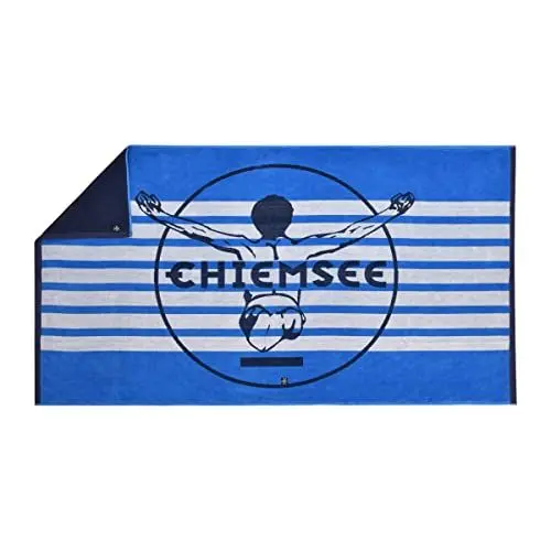 Produktbild: Chiemsee Strandtuch Panama aus weicher Baumwolle in saugstarkem Velours-Frottier-Mix, nachhaltig und fair, Farbe:Blau und Weiß, Größe:100 x 180 cm