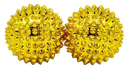 Produktbild: CHI-ENTERPRISE - zwei magnetische Massagebälle - klein | Faszienbälle zur selbsttherapeutischen Akupressur Behandlung | Inhalt: 2 Igelbälle in gold, je 32 mm Durchmesser & 228 Akupressurnadeln