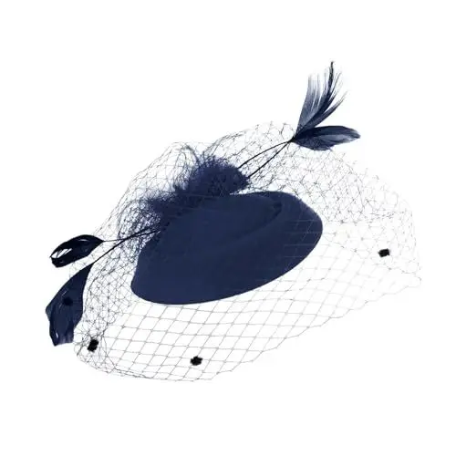 Produktbild: ChiffontüCher KopftüCher FüR Damen Schal Damen Fascinators für Frauen, Tea-Party-Stirnband, Hut, Netzfedern, Haarspange für Hochzeit, und Kirche Loop Tuch Damen Schals FüR Jugendliche (Navy, One Size)