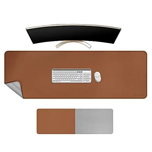 Produktbild: CHIHEIN 135x40cm schreibtischunterlage, Large Mauspad, Büro-Schreibtischmatte, rutschfester PU-Leder-schreibtischmatte,wasserdichter schreibunterlage für Büro und Zuhause(Braun|Grau)