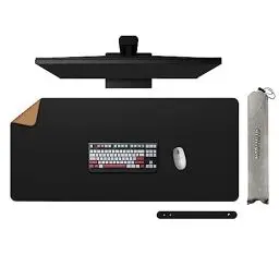 Produktbild: Chihein 100cm x 50cm Kork & PU Leder Schreibtischunterlage(schwarz), doppelseitiger Schreibtischunterlage, wasserdichter Mauspad für Gaming, Büro, Zuhause