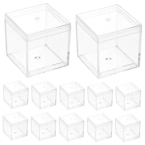 Produktbild: CHILDWEET 12 3 Cm Quadratische Schaukästen Aus Kunststoff Für Proben Aufbewahrungsbehälter Für Lebensmittel Und Schmuck Transparent