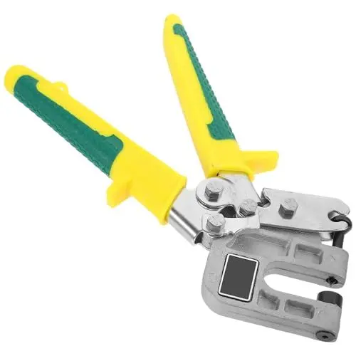 Produktbild: CHILDWEET 1Stk Kielzange klemmzange grimpzange gripzangen greifzange Gelbe Deckenprofilzange Crimpwerkzeug mit Ratsche Lochstanzzange Crimpzange Stahlzange Lochzange Kohlenstoffstahl Yellow