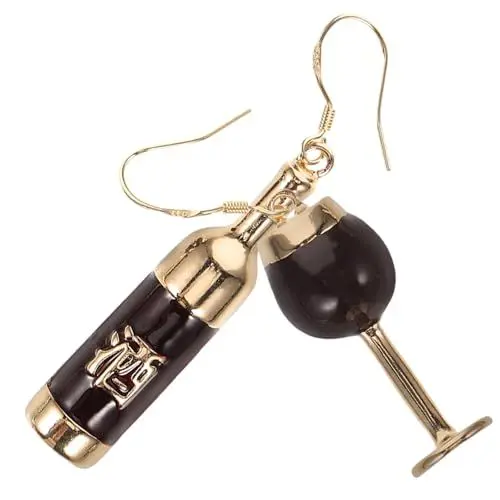 Produktbild: CHILDWEET 1paar Weinflasche Und Weinglas Ohrringe Für Damen Modische Dangle Ohrringe Aus Legiertem Material Leichte Und Charmante Für Besondere Anlässe Für Partys Und Feiern