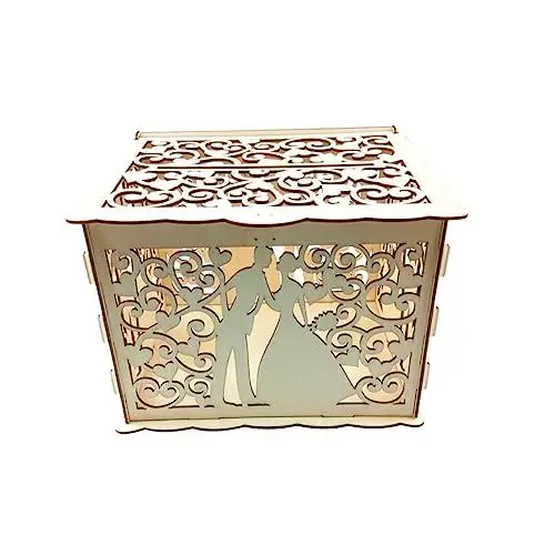 Produktbild: CHILDWEET Kartenbox für Hochzeitsempfang hölzerne Hochzeitskartenkiste Holzpuzzle Hochzeitshalter Rätsel Geschenkkarten Jahrgang Briefkasten Combo-Platte Sparschwein 3d Container Bambus