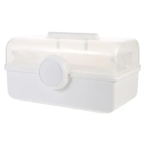 Produktbild: CHILDWEET Kasten Aufbewahrungskiste Erste Hausnotwendigkeiten Transparente Box Familien Erste- Hilfe- Box Notfallmedizin Fall Familienmedizin Kit-container Reisen Tragbar Plastik Koffer Weiß