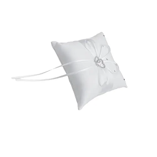 Produktbild: CHILDWEET Ringträgerkissen Kissen Für Eheringträger Strassring Ringkissen Für Vorschlag Doppelherz- Ringkissen Spitzen- Kristallrosen- Eheringhalter Blumendekor Weiß Hochzeit Braut Kranz