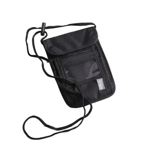 Produktbild: CHILDWEET wasserdichte Reisebrieftasche Zum Aufhängen Unisex Brustbeutel Mit Platz Für Reisepass Und Kreditkarten Praktische Umhängetasche Schwarz Für Sicheres Reisen