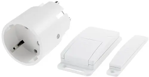 Produktbild: ChiliTec Funk-Abluftsteuerung mit Steckdose Magnet-Kontaktschalter kabellos Pilota Casa Funkschaltung Universal bis 2300Watt Fensterschalter mit Funksteckdose für Belüftung Weiß