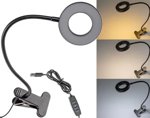 Produktbild: ChiliTec LED Klemmleuchte 40cm Schwanenhals dimmbar 55Lumen mit USB Anschluss Lichtfarbe 3000k 4500k 6000k einstellbar