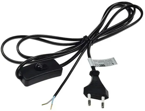 Produktbild: ChiliTec Netzkabel mit Schalter 2m Kabel Anschlusskabel für Lampen Leuchten Geräte 2-polig Schnur-Schalter Schwarz