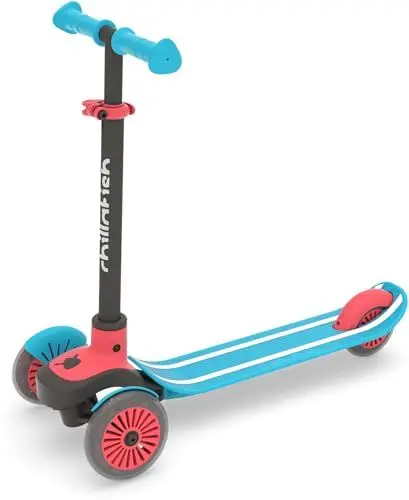 Produktbild: Chillafish Scotti 3-Rad leicht lenkender Tretroller mit Twintip Antirutschdeck und integrierter Bremse, einstellbare Höhe für alle Kinder ab 3 Jahren, Blau