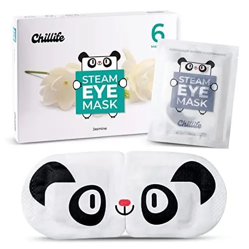 Produktbild: Chillife 6 Augenmasken mit Jasmin Duft I wärmende Augenmaske für Entspannung, Spa, Wellness I Hilft bei trockenen, geschwollenen Augen und dunklen Ringen I Steam Eye Mask mit Panda Design