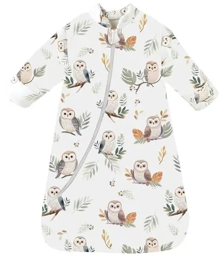 Produktbild: Chilsuessy Baby Schlafsack Winter 2.5 Tog Kinder Schlafsack Ganzjahres Schlafsäcke Jungen Mädchen Schlafsack für Kleinkinder Neugeborene, Eule/2.5 Tog, M (75-90 cm)