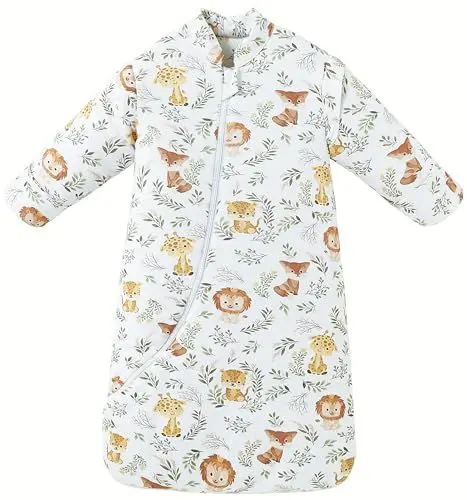 Produktbild: Chilsuessy Baby Schlafsack Winter 3.5 Tog Kinder Schlafsack Ganzjahres Schlafsäcke Jungen Mädchen Schlafsack für Kleinkinder Neugeborene, Dschungel Tiere/3.5 Tog, M (75-90 cm)