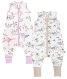 Produktbild: Chilsuessy Baby Schlafsack mit Füßen 2er Pack 1.5 Tog Kinder Ganzjahres Schlafsack 100% Baumwolle Baby Schlafsack mit Beinen, 1.5 Tog/Sika-Hirsch + Schöne Elster, 80cm/Baby Höhe 85-95cm