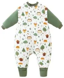 Produktbild: Chilsuessy Baby Winterschlafsack Schlafsack mit Füssen kleine Kinder Ganzjahres Winter Schlafsack Schlafanzug für Jungen und Mädchen,abnehmbar Ärmel, Waldtiere/2.5 Tog, 70/Baby Höhe 80-90cm