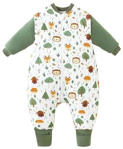 Produktbild: Chilsuessy Baby Winterschlafsack Schlafsack mit Füssen kleine Kinder Ganzjahres Winter Schlafsack Schlafanzug für Jungen und Mädchen,abnehmbar Ärmel, Waldtiere/2.5 Tog, 100/Baby Höhe 110-120cm
