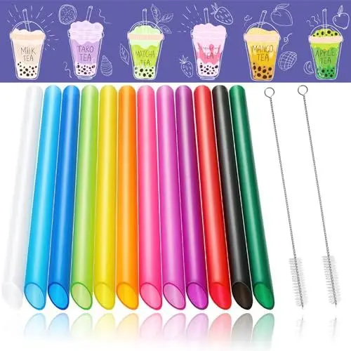 Produktbild: chimoo Glas Strohhalme Wiederverwendbar 10 Stück Glasstrohhalme