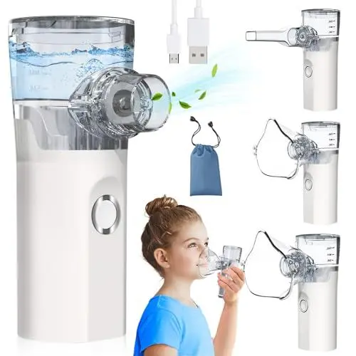 Produktbild: chimoo Inhalationsgerät,Tragbar Inhaliergeräte für Erwachsene und Kinder Leiser Inhalator Vernebler mit Mundstück und Maske Wiederaufladbarer USB-C Inhaliergerät für Reisen und Zuhause