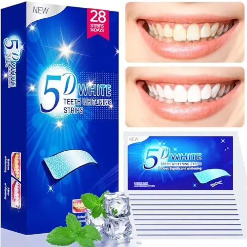 Produktbild: chimoo Whitening Strips,28 Strips Zahnaufhellung Peroxid Frei Teeth Whitening Strips ZäHne Aufhellen Non-Sensitive Formel Bleaching Stripes White Stripes Zähne Sicher für Zahnschmelz mit Minzgeschmack