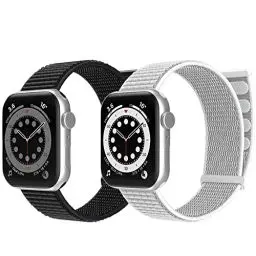 Produktbild: chinbersky 2 Stück Nylon Loop Armband Kompatibel mit Apple Watch Armband 44mm 38mm 42mm 40mm 41mm 45mm 46mm 49mm, Verstellbares Sport Ersatzband Herren Damen für iWatch Series 10 9 8 7 SE 6 5 4 3 2 1