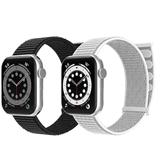Produktbild: chinbersky 2 Stück Nylon Loop Armband Kompatibel mit Apple Watch Armband 44mm 38mm 42mm 40mm 41mm 45mm 46mm 49mm, Verstellbares Sport Ersatzband Herren Damen für iWatch Series 10 9 8 7 SE 6 5 4 3 2 1