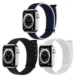 Produktbild: chinbersky 3 Stück Sport Loop Armband Kompatibel mit Apple Watch Armband 44mm 38mm 42mm 40mm 41mm 45mm 46mm 49mm, Verstellbares Nylon Klett Ersatzband für iWatch Series 10/9/8/7/6/5/4/3/2/1/SE