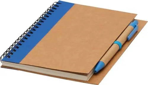 Produktbild: Chinchilla® Recyceltes Notizringbuch Blau A5 mit Schwarzschreibendem Kugelschreiber | Umweltfreundliches Schreibset | 70 Blätter, Spiralbindung - Ideal für Business, Konferenzen