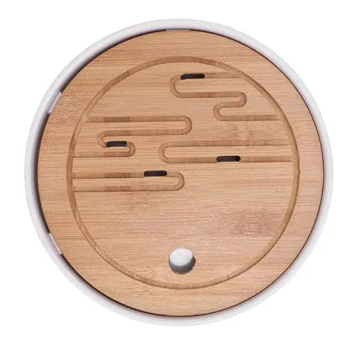Produktbild: Chinesisches Kung-Fu-Teetablett, Mini-Servierplatte aus Holz mit Wasserspeicher-Ablaufsystem, Ideal für Zuhause, Büro oder Teehaus, Inklusive Reservoir-Schublade, Holzoberfläche