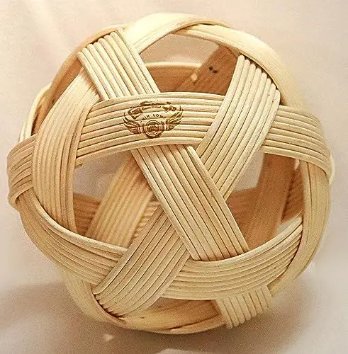 Produktbild: Chinlon aus Birma, Sepak Takraw Cane Ball, Sport-Sport aus Südostasien, Rattan, weiß, Durchmesser 15 cm