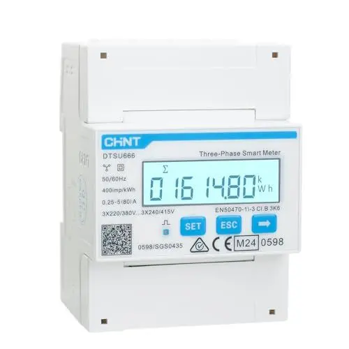 Produktbild: CHINT DTSU666 Dreiphasiger DIN35mm elektronischer intelligenter Energiezähler Stromzähler 5(80) A Direktverbindung mit RS485/Modbus RTU (Nicht mit Wechselrichter kompatibel)