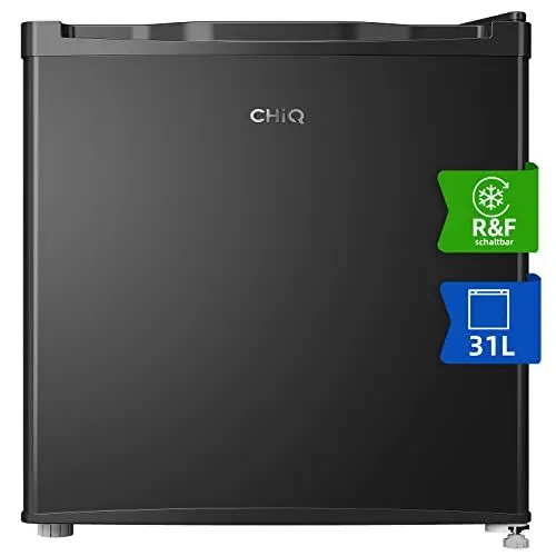 Produktbild: CHIQ 31L Mini Gefrierschrank, 4 Sterne Gefrierfunktion, 49,6 x 47,4 x 44,7 cm (HxBxT), Mini Tiefkühltruhe bis zu -24°C, Schwarz