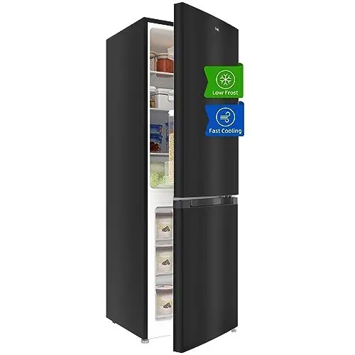 Produktbild: CHIQ CBM159LEBD Freistehender Kühlschrank mit Gefrierfach | Kühl-Gefrierkombination 144 cm Höhe, 47 cm Breit, 157L(109L/48L) | Low Frost | 152 kWh/Jahr | LED Litcht | | Schwarz Inox
