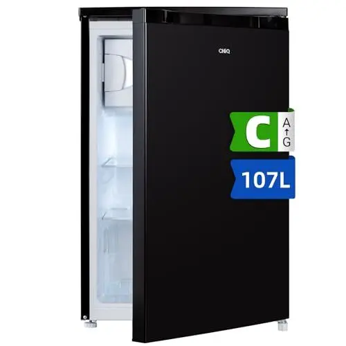 Produktbild: CHIQ CTT107BC 107 Liter Kühlschrank, Höhe 845 mm, Tiefe 556 mm, Platzbedarf nur 0,3 ㎡, Mikro-Gefrierfach, Vario Box, 7 Temperaturregelstufen, geräuscharm, Schwarz,12 Jahre Garantie auf den Kompressor