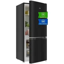 Produktbild: CHIQ Freistehender Kühlschrank mit Gefrierfach | Kühl-Gefrierkombination Low-frost Technologie, Dunkler Edelstahl Look (117L) | 114 x 47 x 49,5 cm (HxBxT)