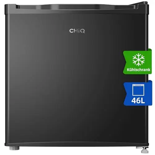 Produktbild: CHiQ Mini Bar Kühlschrank 46 L,Mini Kühlschrank mit Tiefkühlfach,49,6 x 47,4 x 44,7 cm (HxBxT),F Energieverbrauch 100 kWh/Jahr,Sehr Leise 35db,12 Jahre Garantie auf den Kompressor, Metallic