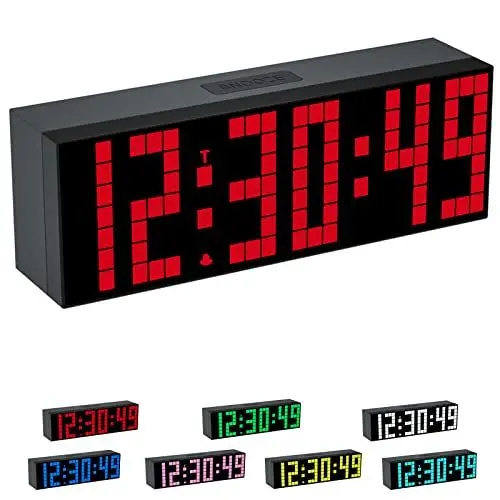 Produktbild: CHKOSDA Digitaler Wecker, LED-Uhr mit 5,1 cm (2 Zoll) Digitalanzeige, 7 Farboptionen, einstellbare Helligkeit, Countdown-Uhr mit Fernbedienung, Kalender und Temperaturanzeige, für Schlafzimmer