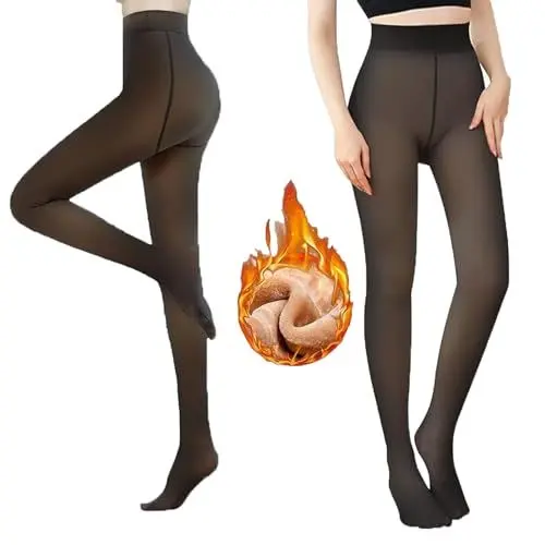 Produktbild: CHLDYCST Damen Winter Strumpfhosen Thermo Strumpfhose gefüttert S/M/L, Durchscheinend Plüschstrümpfe Pantyhose Wärmende Fleece Strumpfhose