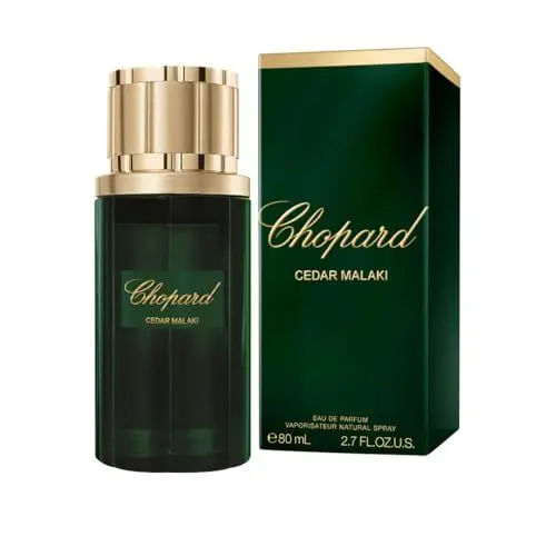 Produktbild: Chopard Cedar Malaki 80 ml – Eau de Parfum für Männer – Holzig-aromatisches Duft – Majestätische Noten von Zeder, Grapefruit, Patchouli und Tonkabohne – Schwarzer Glasflakon