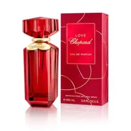 Produktbild: Chopard Love 100 ml – Eau de Parfum für Frauen – Würziger Blumenduft – Prächtige Noten von sechs ausgewählten Rosen, Jasmin, Mandarine und Patchouli – Parfum Damen – Roter Glasflakon