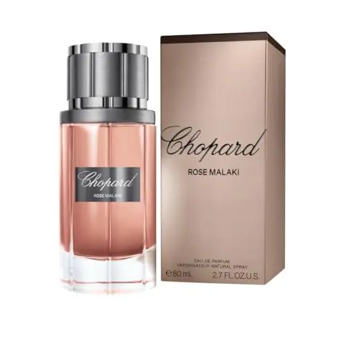 Produktbild: Chopard Rose Malaki 80 ml – Eau de Parfum für Männer – Würzig-blumiges Duft – Sinnliche Noten von Rose, Safran, Patchouli und Zedernholz – Transparenter Glasflakon