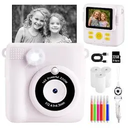 Produktbild: CHRERNA Kinderkamera Sofortbildkamera,1080P 2.4 Zoll Bildschirm Digitalkamera Kinder mit 32GB TF Karte,Druckpapier, Farbige Stifte,Geschenk für 3-12 Jahre Jungen und mädchen