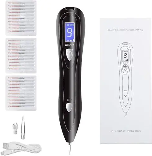 Produktbild: CHRERNA Muttermal Entfernen, Warzen Entfernen mit 9 Stärke Sicher und LCD-Bildschirm Plasma Pen für Gesicht und Körper（Warzen, Muttermale, Nävus, Altersflecken)